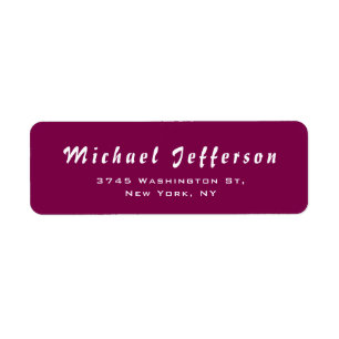 Stylish Handwriting Creative Trendy Wine Colour Return Address Label