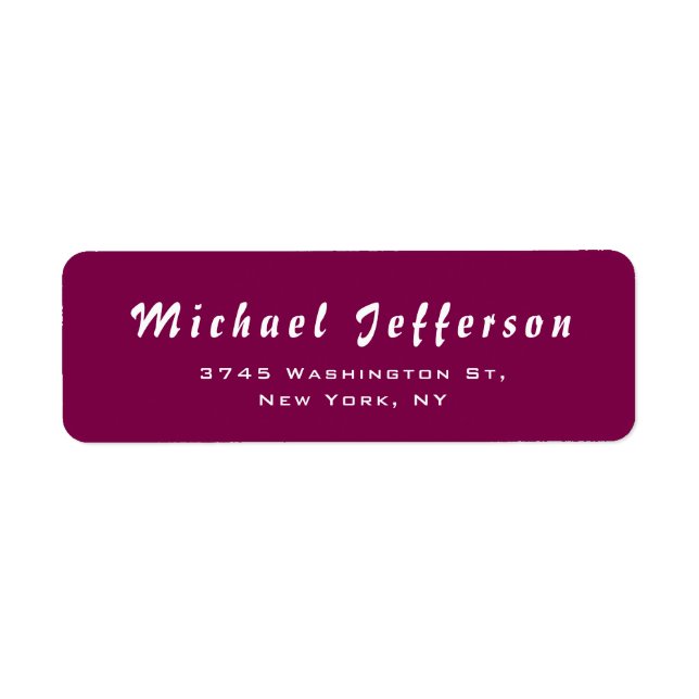 Stylish Handwriting Creative Trendy Wine Colour Return Address Label (Front)