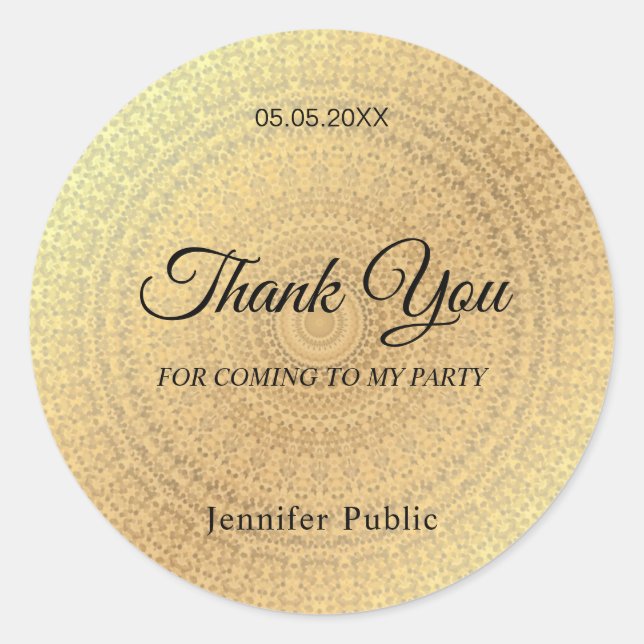 Stylish Handwriting Thank You Gold Template Classic Round Sticker (Front)
