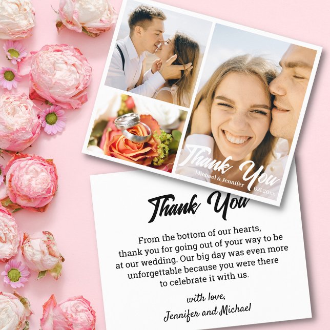 stylish handwriting wedding 3 photos collage card (Creator Uploaded)