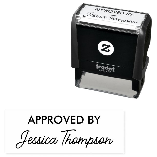 Stylish Handwritten Script Approved By Business Self-inking Stamp (In Situ)