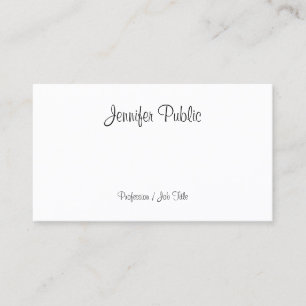 Stylish Handwritten Script Modern Sleek Plain Chic Business Card