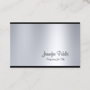 Stylish Handwritten Script Silver Look Glamourous Business Card
