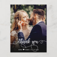 Stylish Handwritten Script Wedding Photo Thank You