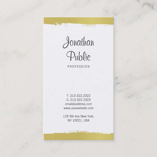 Stylish Handwritten Trendy Gold Plain Luxury Business Card (Front)