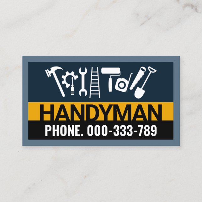 Stylish Handyman Construction Tools Frame  Business Card (Front)