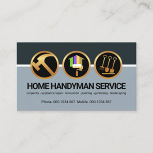 Stylish Handyman Icons Column Layers Home Repair Business Card