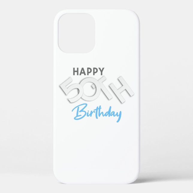 Stylish Happy 50th Birthday Typography Case-Mate iPhone Case (Back)
