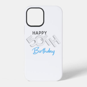 Stylish Happy 50th Birthday Typography iPhone 12 Case