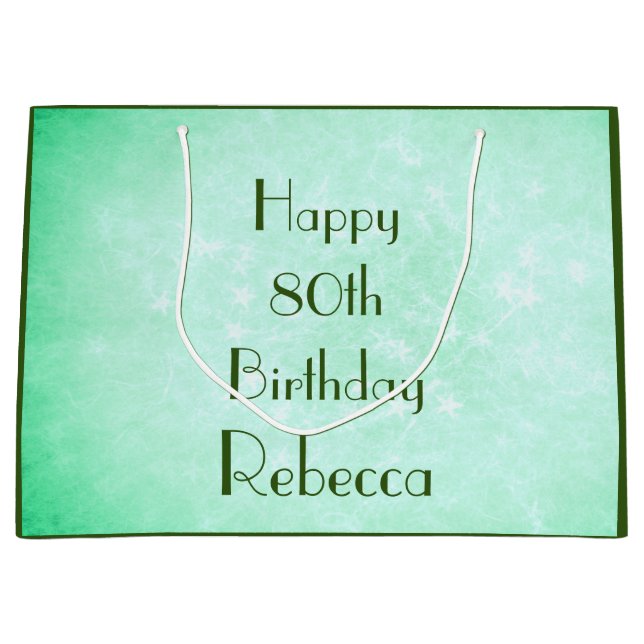 Stylish Happy 80th Birthday design Large Gift Bag (Front)