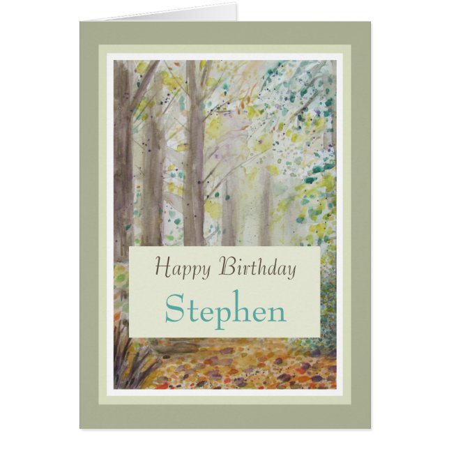 Stylish Happy Birthday Personalize Name Card (Front)