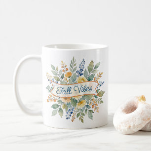 Stylish Happy Fall Flower Bouquet Watercolor Coffee Mug