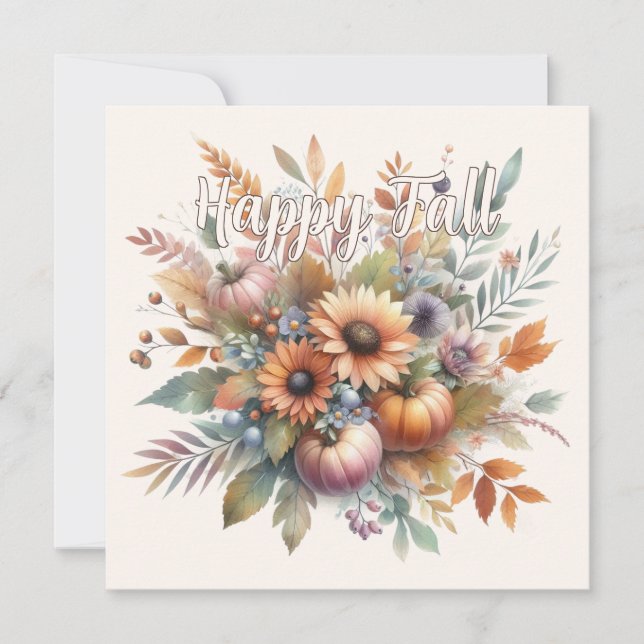 Stylish Happy Fall Pumpkin Flower Bouquet Motif (Front)