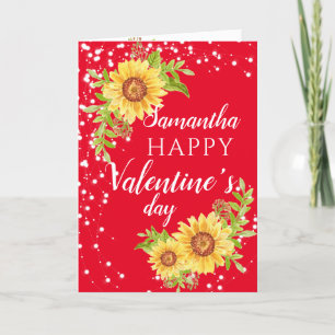 Stylish Happy Valentine's Floral Sunflower Card