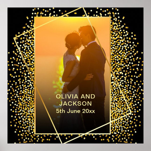 Stylish Happy Valentine's Gold Glitter   Poster (Front)