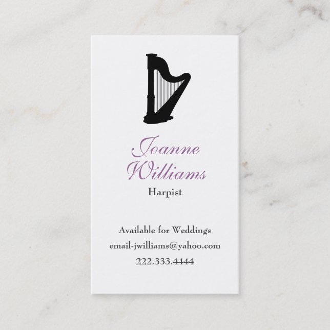 Stylish Harpist Business Card (Front)