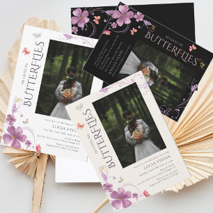 Stylish He Gives Me Butterfly Photo Bridal Shower Invitation