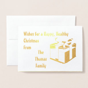 Stylish Healthy Happy Personalised Christmas Foil Card