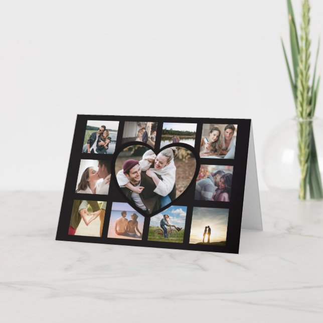 Stylish Heart Photo Collage Valentines Holiday Card (Front)