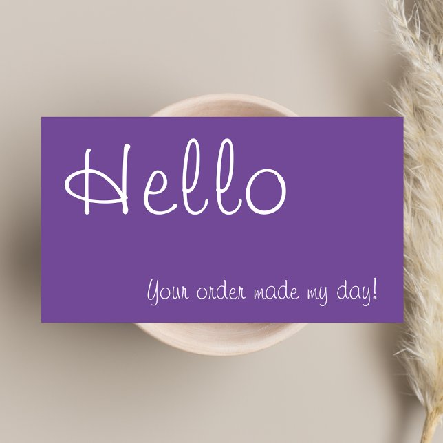 Stylish Hello Purple & White Discount Thank You  Card (Creator Uploaded)