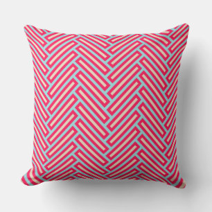 Stylish HerringBone Red Blue Cream Cushion