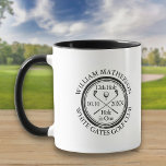 Stylish Hole in One Personalised Golf Mug<br><div class="desc">Featuring an aged stamp effect classic retro design. Personalise the name,  location hole number and date to create a great golf keepsake to celebrate that fantastic hole in one. Designed by Thisisnotme©</div>