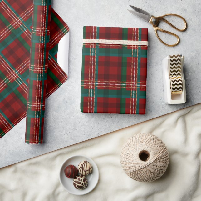 Stylish Holiday Red and Green Christmas Plaid Wrapping Paper (Crafts)