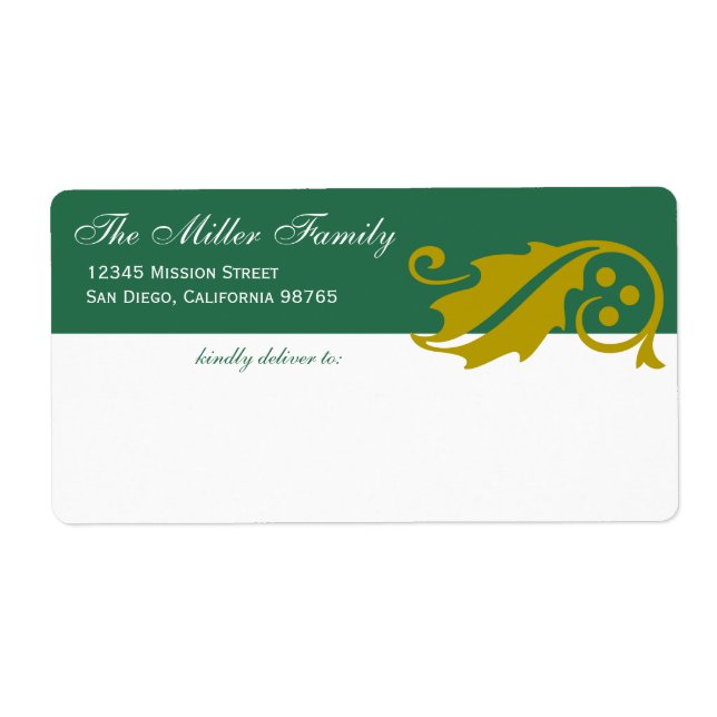 Stylish holly leaf Christmas green gold shipping (Front)