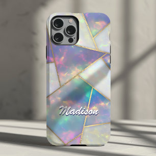 Stylish holographic agate geometric iPhone 15 case