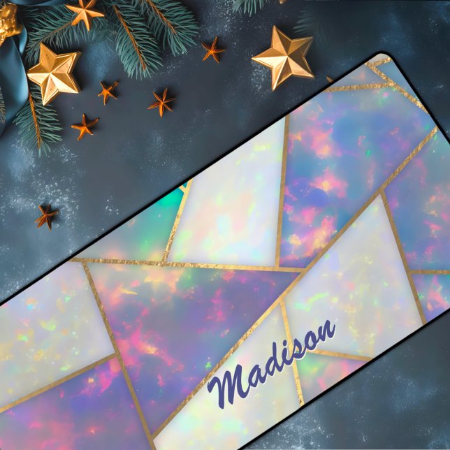 Stylish holographic agate geometric desk mat (Creator Uploaded)