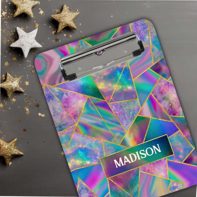 Stylish holographic chic faux gold  clipboard (Creator Uploaded)
