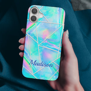 Stylish holographic elegant geometric iPhone 16 case