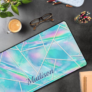 Stylish holographic elegant geometric  desk mat