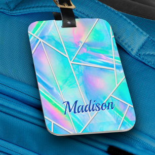 Stylish holographic elegant geometric  luggage tag