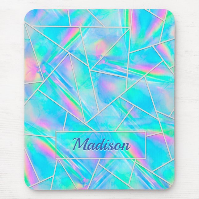 Stylish holographic elegant geometric  mouse pad (Front)