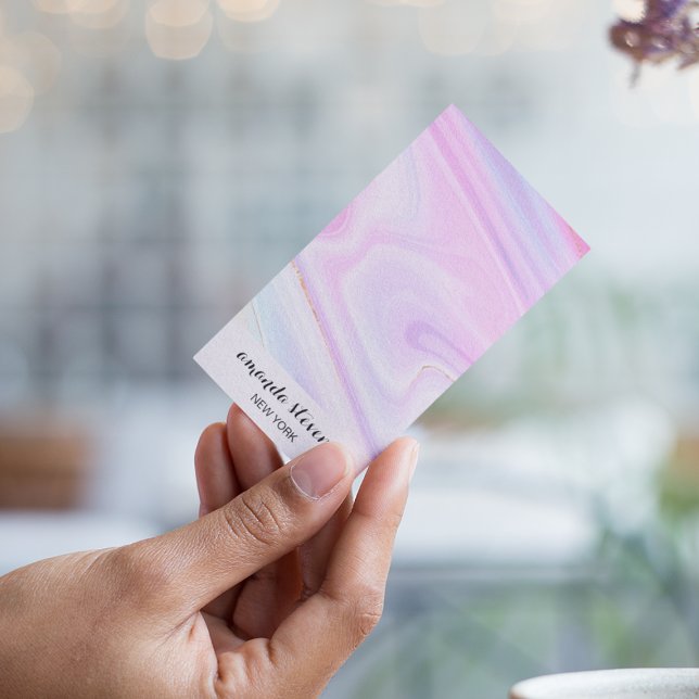 Stylish Holographic Rainbow Watercolor Neon Script Business Card (Creator Uploaded)