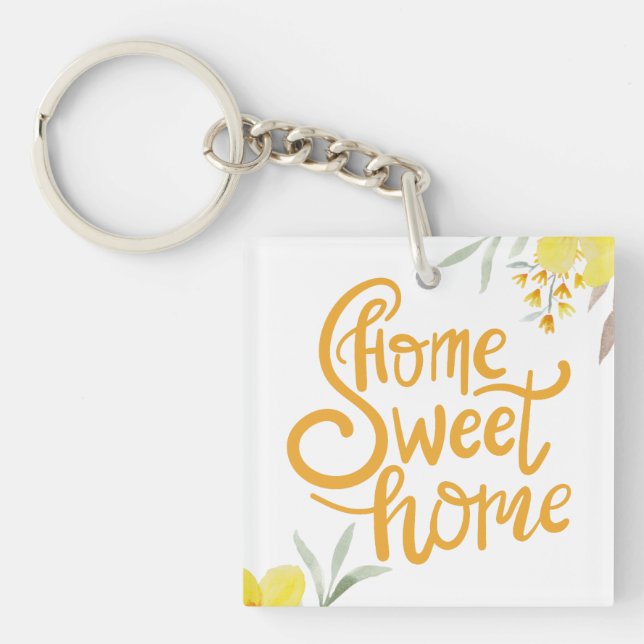Stylish Home Sweet Home Custom Personal Business Key Ring (Front)