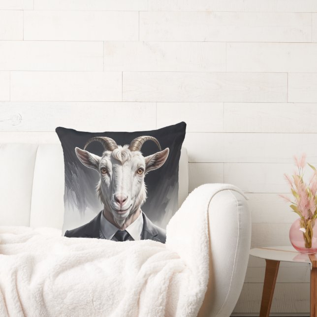 Stylish horned figure in sharp formal attire art cushion (Couch)