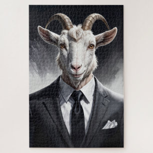 Stylish horned figure in sharp formal attire art jigsaw puzzle