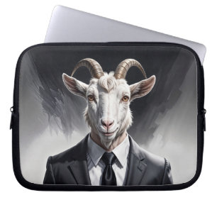 Stylish horned figure in sharp formal attire art laptop sleeve