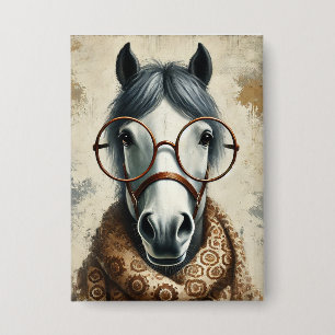 Stylish Horse with Glasses – Funny Vintage Art