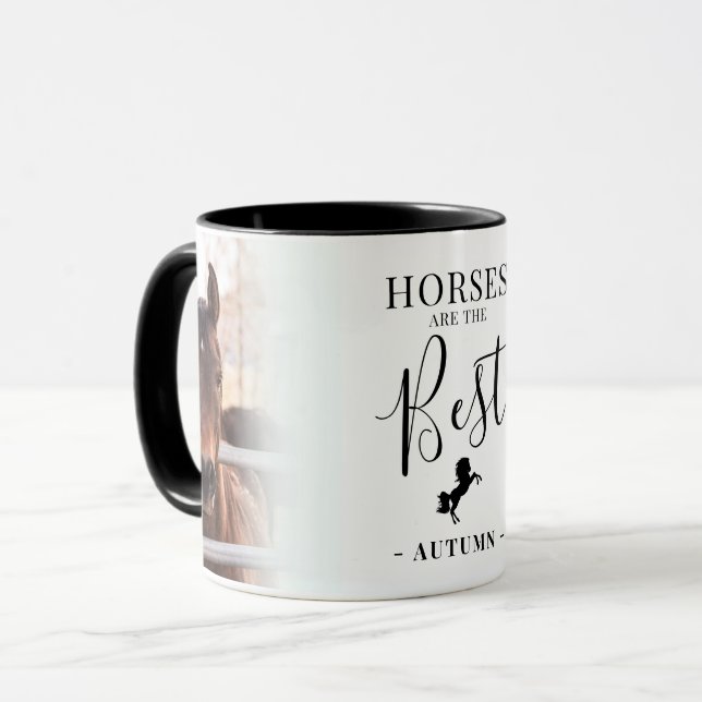 Stylish 'Horses are the Best' Photos Name Mug (Front Left)