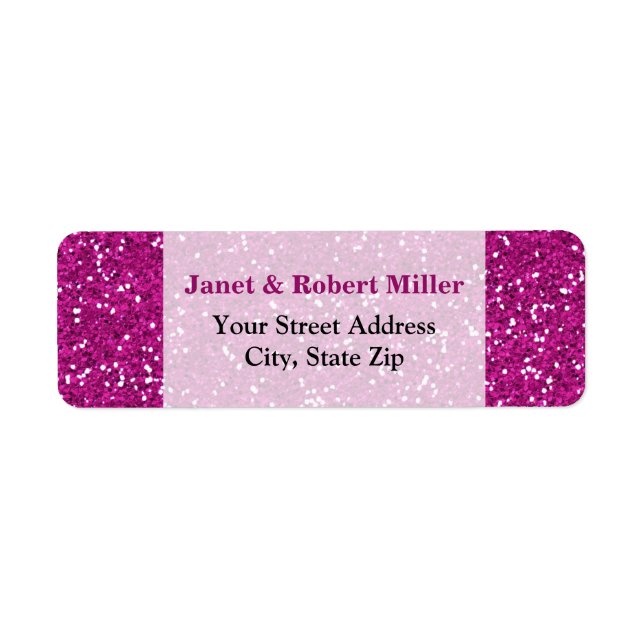 Stylish Hot Pink Glitter Return Address Label (Front)