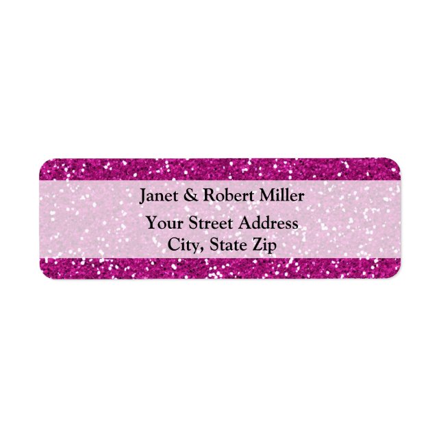 Stylish Hot Pink Glitter Return Address Label (Front)