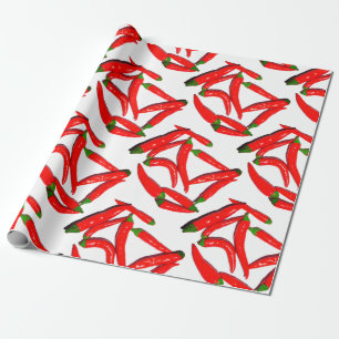 Stylish Hot Red Green Chilli Pepper Wrapping Paper