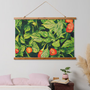 Stylish Hot Red Green Chilli Yummy Peppers Pepper Hanging Tapestry