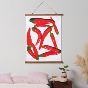 Stylish Hot Red Green Chilli Yummy Peppers Pepper Hanging Tapestry
