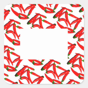 Stylish Hot Spicy Red Green Chilli Pepper Square Sticker