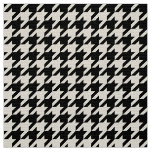 Stylish Houndstooth Black Off-white Geometric Fabric