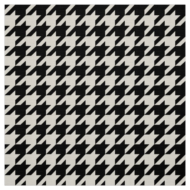 Stylish Houndstooth Black Off-white Geometric Fabric (Swatch)